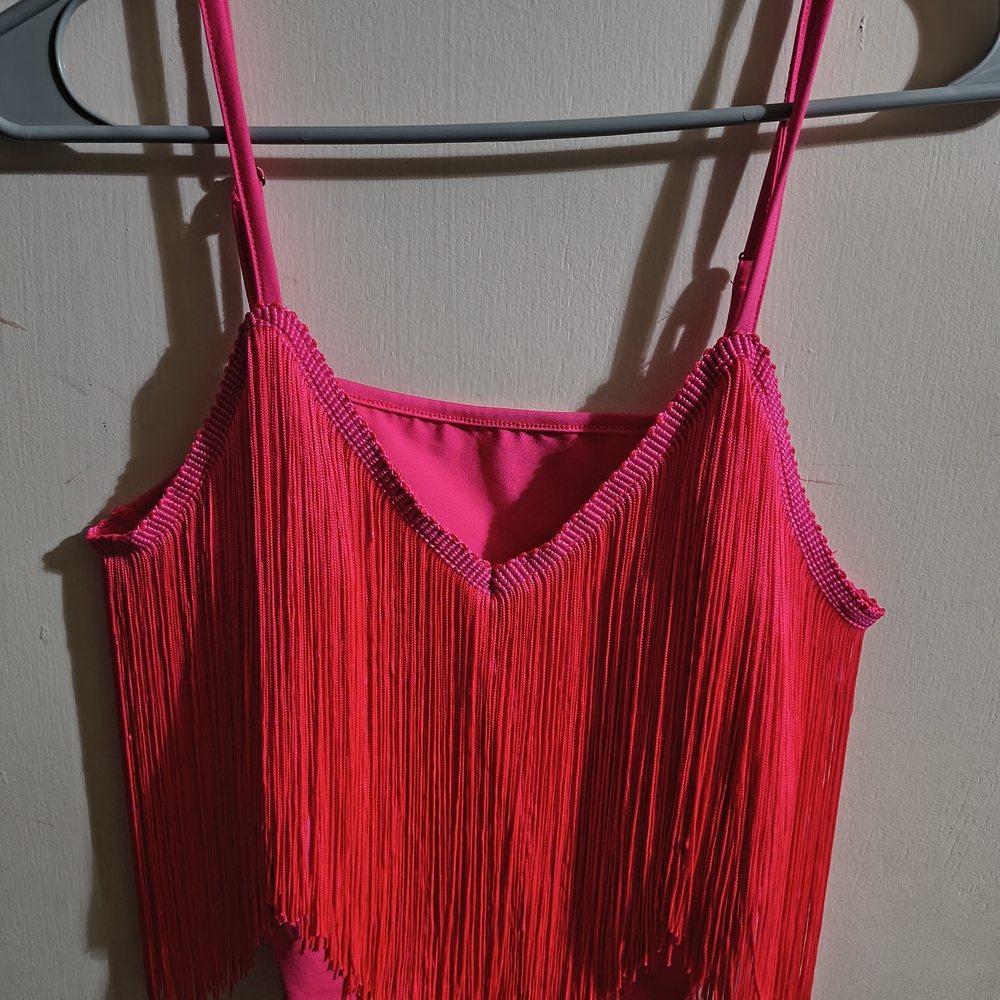 Women's Hot Pink Fringe Camisole Top